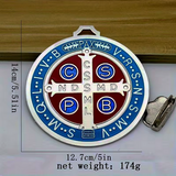 St Benedict Medal 6 inch size red and blue enamel Bon100SB3
