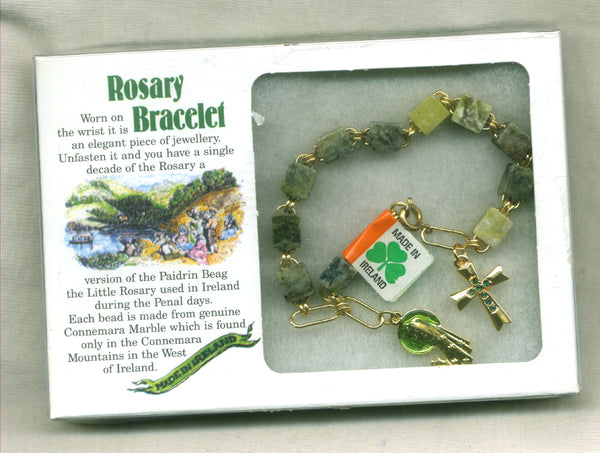 Irish Conemara Marble one decade rosary bracelet IR05