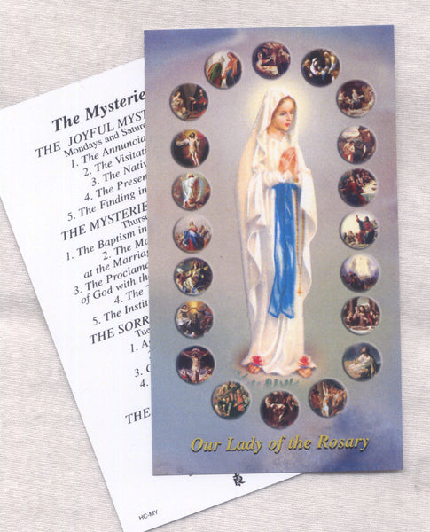 Mysteries of The Holy Rosary prayer card 5/pkg IT303