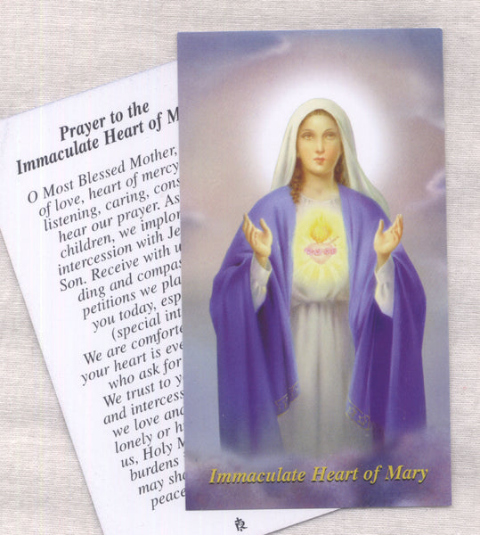 Immaculate Heart of Mary prayer card 5/pkg IT308