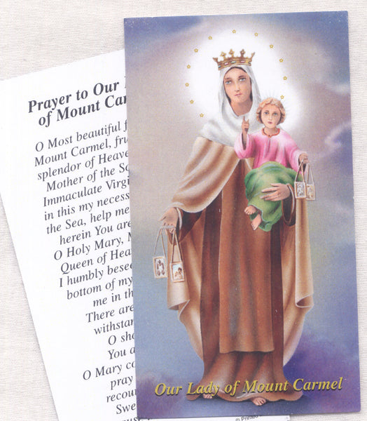 Our Lady of Mount Carmel prayer card 5/pkg IT315