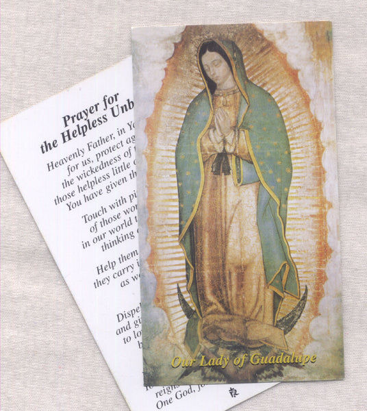 Our Lady of Guadalupe Petition For The Helpless Unborn prayer card 5/pkg IT317