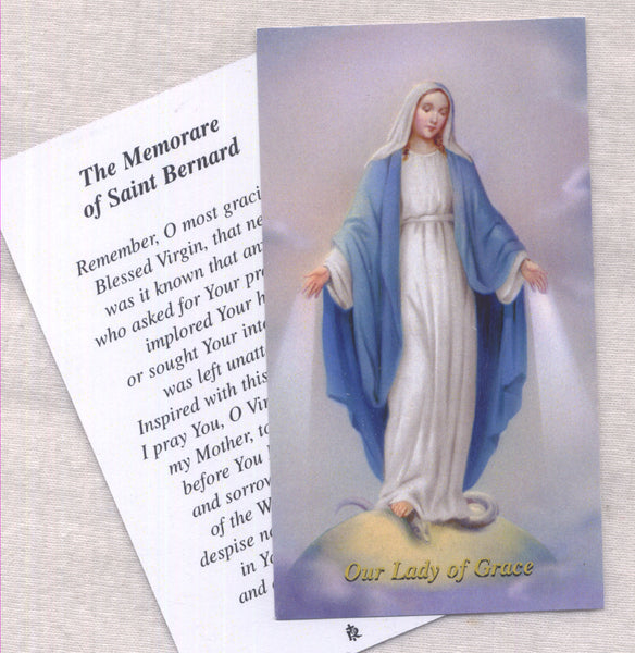 Our Lady of Grace Memorare prayer card 5/pkg IT318