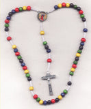 Our Lady of Guadalupe Cord Rosary Multi Color Wood Beads JB02-GD