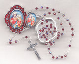 Sacred Heart Immaculate Heart Faceted Ruby Crystal with Box JB07