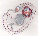 Sacred Heart Immaculate Heart Faceted Ruby Crystal with Box JB07