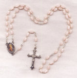 Our Lady of Mount Carmel petite pink glass rosary