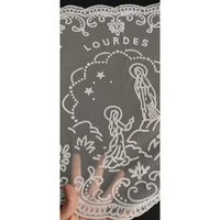 Our Lady of Lourdes Chapel Veil White on Black  VE35