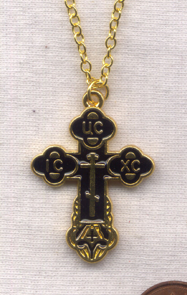 Byzantine Cross Black Enamel Chain necklace NCK23