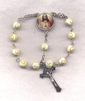 Sacred Heart of Jesus St Benedict Medal crucifix One Decade Pocket Rosary PKT01