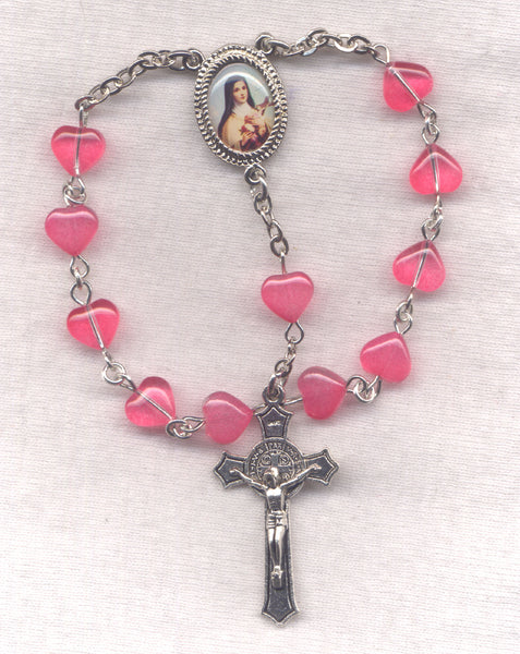 St Theresa of Lisieux St Benedict Medal One Decade Pocket Rosary PKT52