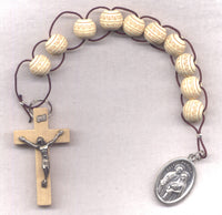 One Decade Pull Rosary White Carved Wood Beads Brigittine or Dominican PL23