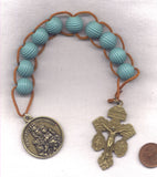 Ribbed Wood Bead Teal Pull Rosary Brigittine or Dominican PL26