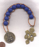 Ribbed Wood Bead Royal Blue Pull Rosary Brigittine or Dominican PL28