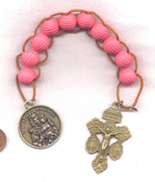 Ribbed Wood Bead Coral Pink Pull Rosary Brigittine or Dominican PL31