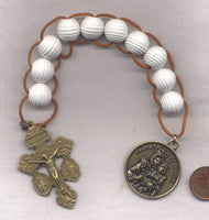 Ribbed Wood Bead White Pull Rosary Brigittine or Dominican PL32