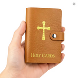 54 Assorted Holy Cards plus leatherette card pouch