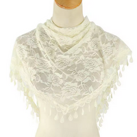 Chapel Veil Ivory Cream Roses Lace VE42