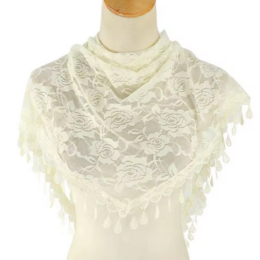 Chapel Veil Ivory Cream Roses Lace VE42