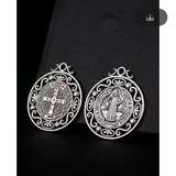 St Benedict Medal 1 1/2 inch size Ornate silver color Bon100SB5