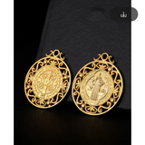 St Benedict Medal 1 1/2 inch size Ornate gold color Bon100SB7