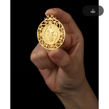 St Benedict Medal 1 1/2 inch size Ornate gold color Bon100SB7