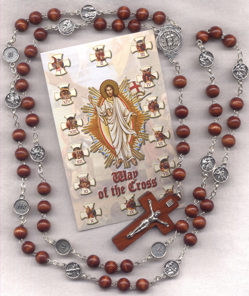 Stations of the Cross Chaplet brown wood beads STN07