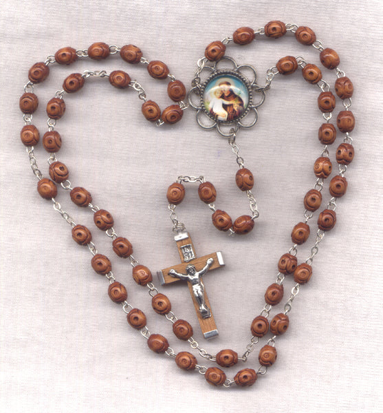 St Anthony of Padua Carved Brown Wood Beads V19