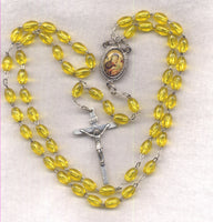 Our Lady of Perpetual Help yellow acrylic quadruple interlock rosary V62