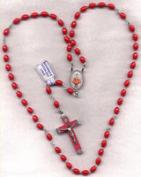 Infant of Prague red acrylic quadruple interlock rosary V64