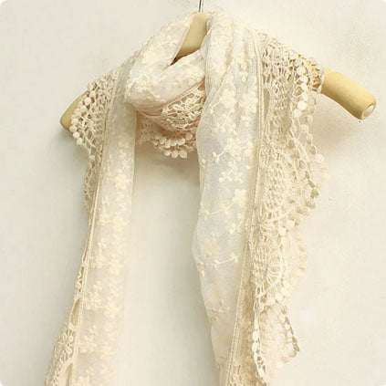 Chapel Veil Antique Ivory Lace scarf cut VE07
