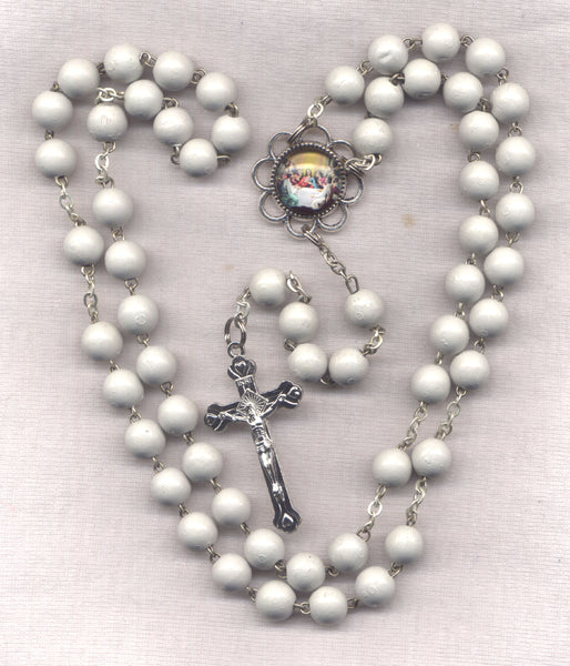 Bulk Buy White Wood Rosary Last Supper 1st Communion 5 per pkg