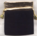 Black with Gold Band fancy Drawstring Rosary Pouch each BG05