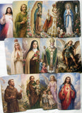 54 Assorted Holy Cards plus leatherette card pouch
