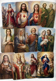 54 Assorted Holy Cards plus leatherette card pouch