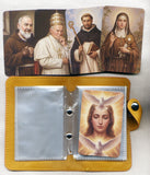 54 Assorted Holy Cards plus leatherette card pouch