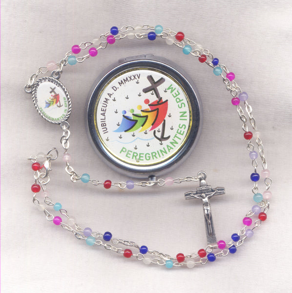 Jubilee 2025 Rosary Faceted Glass with Logo Box JB05