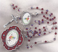 Jubilee 2025 Rosary Faceted Ruby Crystal with Red Enamel Logo Box JB07