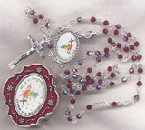 Jubilee 2025 Rosary Faceted Ruby Crystal with Red Enamel Logo Box JB07
