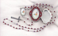 Jubilee 2025 Rosary Faceted Ruby Crystal with Red Enamel Logo Box JB07