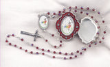 Jubilee 2025 Rosary Faceted Ruby Crystal with Red Enamel Logo Box JB07