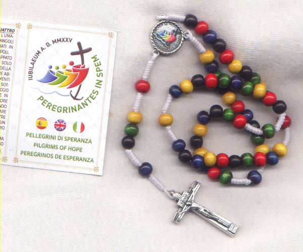 Jubilee 2025 Rosary Wood Beads on Cord JB02