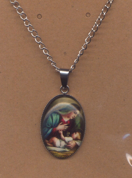Color Medallion Madonna and Child Chain necklace NCK63