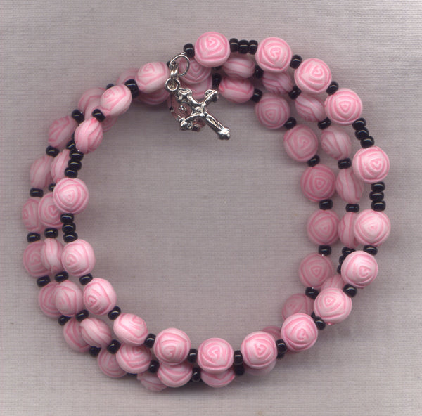 Roses Pastel Pink spring wire rosary bracelet BR043