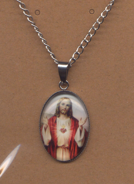 Color Medallion Sacred Heart of Jesus Chain necklace NCK64