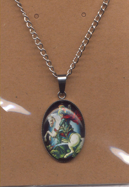 Color Medallion St George Dragon Slayer Chain necklace NCK59