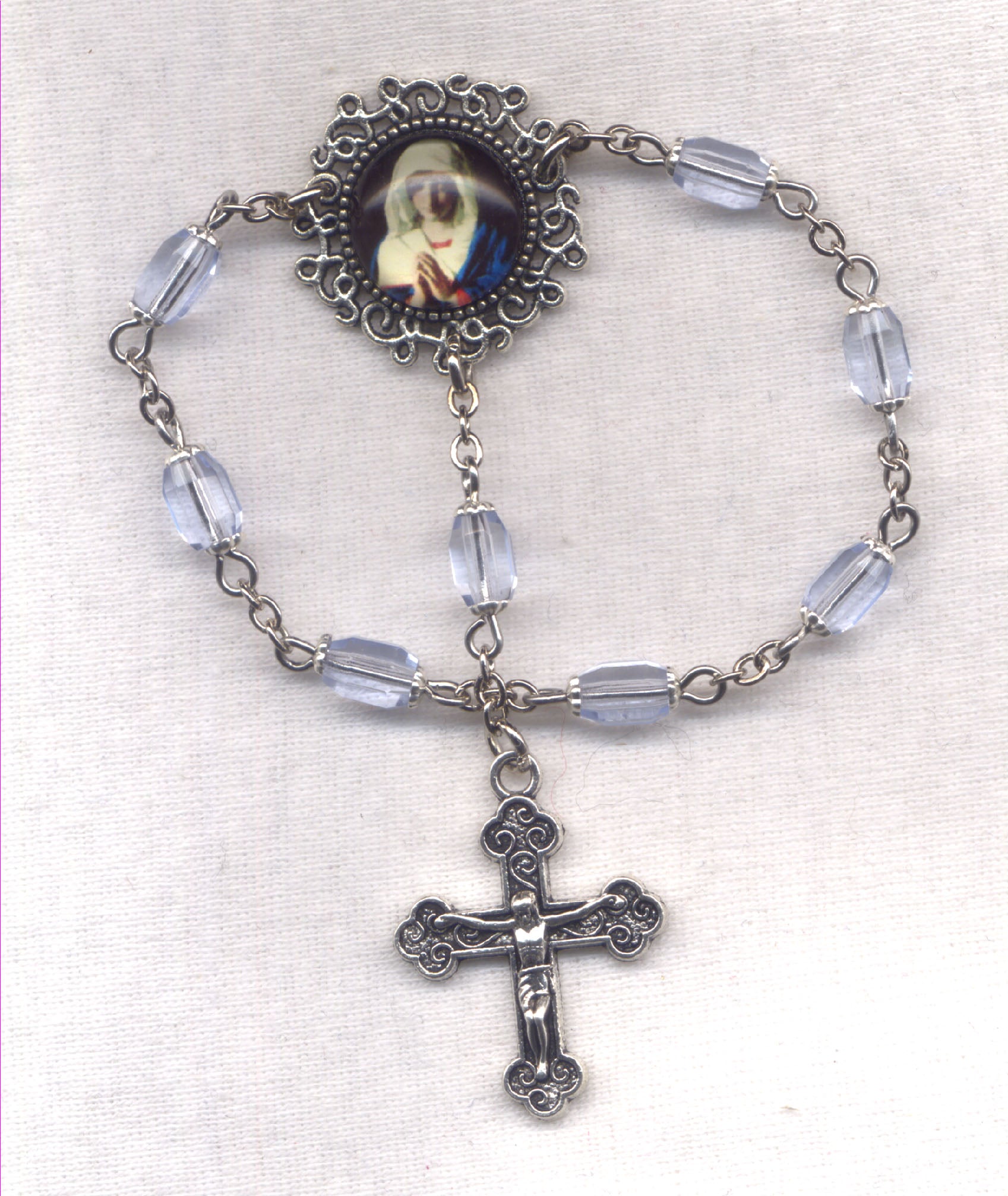 Seven Sorrows retailer Rosary in Faceted Rainbow Morganite and Rose Quartz