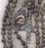7 Sorrows Rosary Mother of Sorrows Black Roses Servite cord rosary 7S20