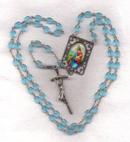 Good Shepherd Rosary Color Center Aqua Blue Bead Rosary BL04