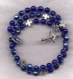 Cobalt Blue AB spring wire rosary bracelet BR010